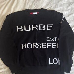 Burberry Black Crewneck Sweater with White Lettering